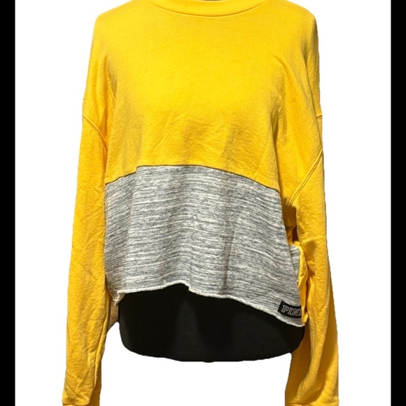 Victoria’s Secret PINK tag Yellow and Gray Women's Top size M - Picture 1 of 6